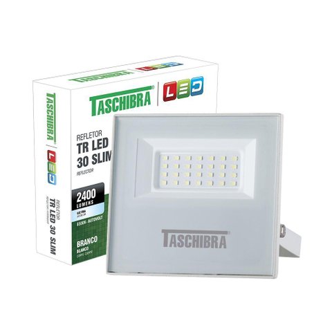 Refletor Taschibra Led Tr Slim 30w Luz Brando Fria 6500k Branco Bivolt