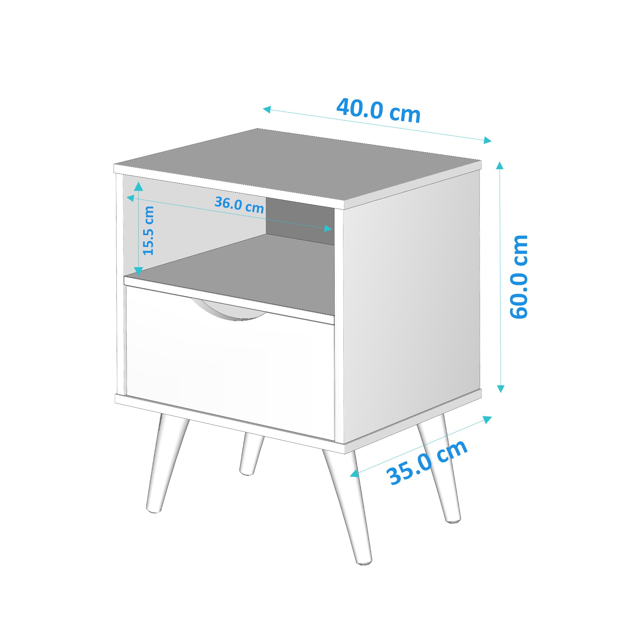 Mesa de Cabeceira Fox Luxo Pés Palito Retro - Branco - 4