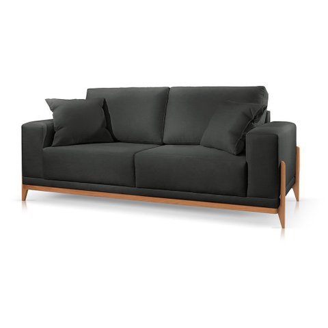 Sofá Verona Molas Ensacadas Braço 20cm Couro Ecológico 2,50m:Preto