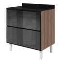 Ver imagem 1 de Balcao com Tampo 2 Gavetoes Vidro MDF 80 cm Kali 1641227 Carvalho Toq Nicioli