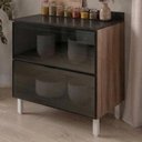 Ver imagem 2 de Balcao com Tampo 2 Gavetoes Vidro MDF 80 cm Kali 1641227 Carvalho Toq Nicioli