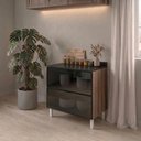 Ver imagem 7 de Balcao com Tampo 2 Gavetoes Vidro MDF 80 cm Kali 1641227 Carvalho Toq Nicioli
