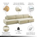 Ver imagem 3 de Sofá Decorativo Santiago 6 Lugares 402cm Sala de Estar Retrátil Modulado Bouclê Off White G89 - Gran