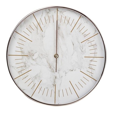 Relógio de Parede Rose Gold 30cm Fundo em Desenhos de Mármore