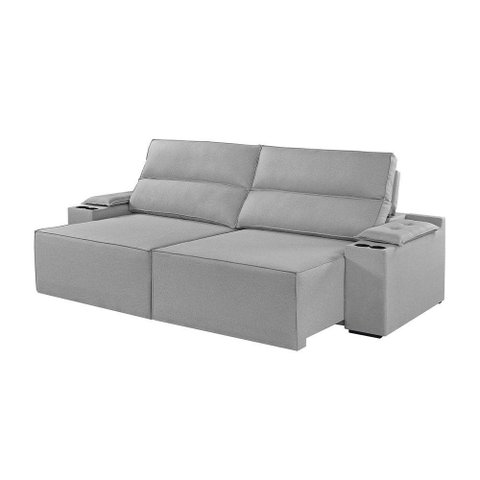 Sofá 3 Lugares Retrátil e Reclinável M-180 Martins Veludo Cinza