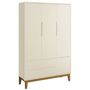 Guarda-Roupa Retrô 3 Portas Classic New Areia Fosco com Madeira - Reller