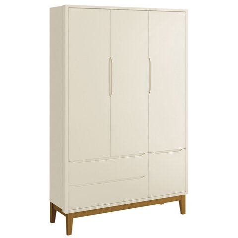 Guarda-Roupa Retrô 3 Portas Classic New Fosco com Madeira - Reller