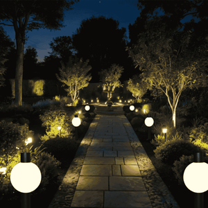 Poste Balizador de Jardim Orbital Preto 40cm Led 12w 3000k Bivolt