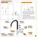 Ver imagem 7 de Torneira Pia Cozinha Tanque Mesa Parede Duas Saídas Mangueira Tubo Flexível Preto Metal Luxo