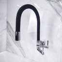 Ver imagem 6 de Torneira Pia Cozinha Tanque Mesa Parede Duas Saídas Mangueira Tubo Flexível Preto Metal Luxo