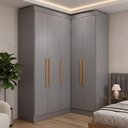 Ver imagem 6 de Guarda Roupa de Canto Modulado Madrid 5 Portas MDP Cinza Maxel Móveis