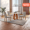 Ver imagem 4 de Conjunto Sala de Jantar Mesa Floripa 110cm Tampo Redondo Vidro/MDF Off White com 4 Cadeiras Dallas C