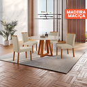 Ver imagem 1 de Conjunto Sala de Jantar Mesa Floripa 110cm Tampo Redondo Vidro/MDF Off White com 4 Cadeiras Dallas C