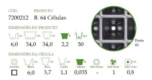 Kit 40 Bandeja Sementeira Para Produção De Mudas 64 Células - 3