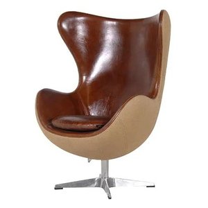 Poltrona Egg Arne Jacobsen Bicolor Base Aluminio Relax com Trava, 100% Nacional Movelaria Toigo
