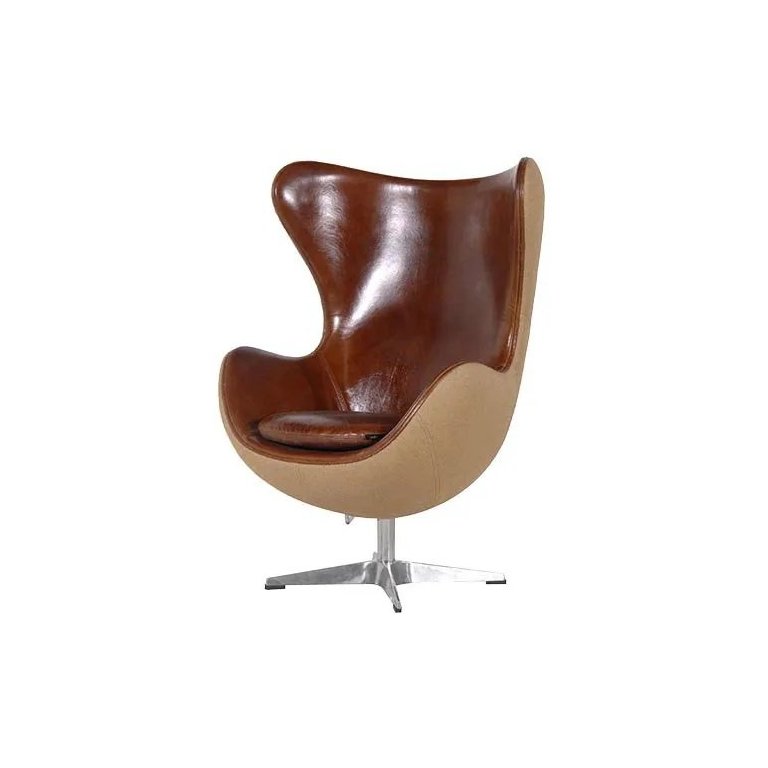 Poltrona Egg Arne Jacobsen Bicolor Base Aluminio Relax com Trava, 100% Nacional Movelaria Toigo