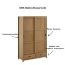 Ver imagem 4 de Guarda Roupa Solteiro 9178fn Topázio Madeira Maciça 2 Portas de Correr e 2 Gavetas Freijó Finestra