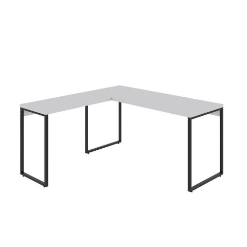 Mesa Em L Diretor 150X150X75Cm Branco Chess / Est.Preta