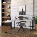 Ver imagem 3 de Mesa Em L Diretor 150X150X75Cm Branco Chess / Est.Preta