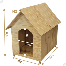 Casinha de Cachorro De Madeira Sem Pintura Simples Pequena n2 - 3
