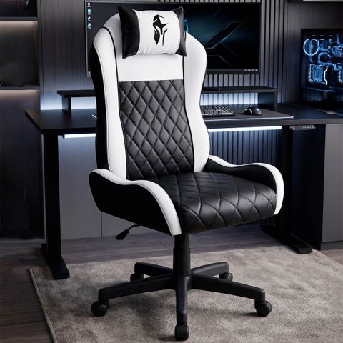 Cadeira Gamer Speed Ergonômica Reclinável Giratória Escritório Home Office Preto e Branco