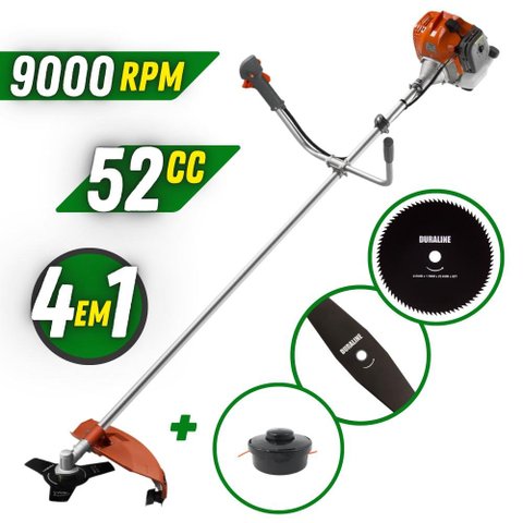 Roçadeira Profissional Tekna RL520AC 52cc + Lâmina 2 Pontas e Lâmina Circular de 80 Dentes