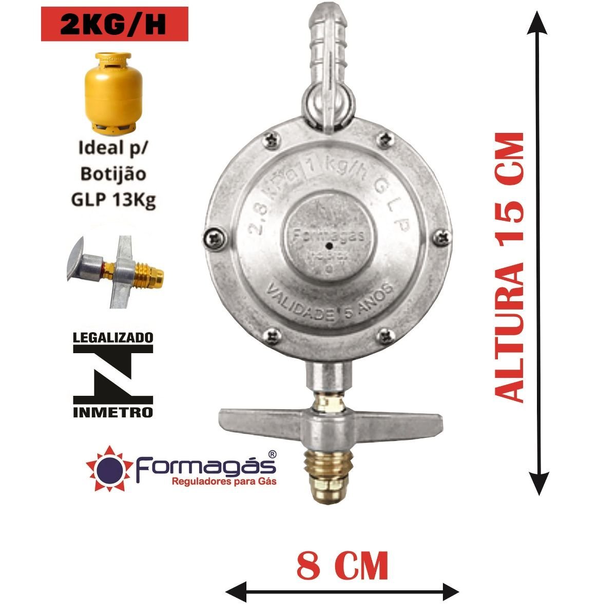 Regulador Registro Gás Cozinha Botijão Kit Mangueira 2,5 mts - 2