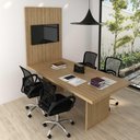 Ver imagem 1 de Mesa Reunião 220cm X 100cm e Painel para Tv até 37 Polegadas Cor:amêndoa
