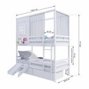 Ver imagem 4 de Beliche Casinha Reta com 02 Gavetas Grade Removível Escorregador e Cortina Madeira Maciça Branco