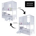 Ver imagem 2 de Beliche Casinha Reta com 02 Gavetas Grade Removível Escorregador e Cortina Madeira Maciça Branco