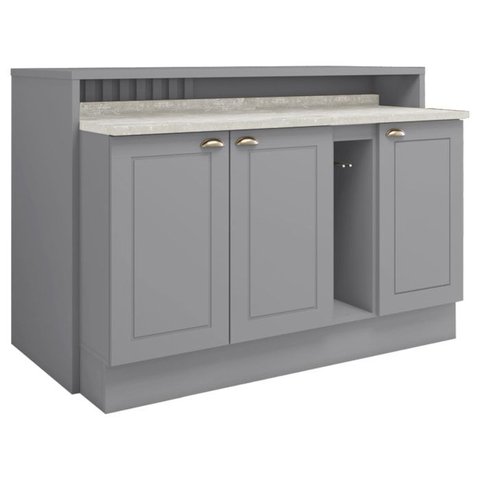 Bancada e Balcao Gourmet 146 Cm Ce818 Americana Cinza Calcare Henn