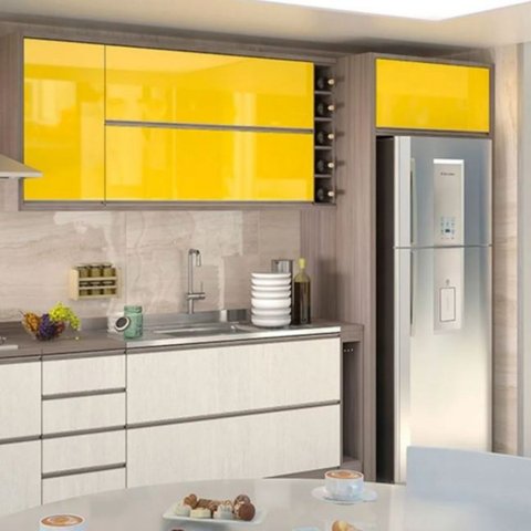 Adesivo Envelopamento Parede Móveis Eletrodoméstico Amarelo Plavitec Adesivo Amarelo 50cm x 5,0m