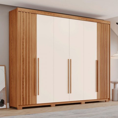 Guarda-roupa Casal Norton 6 Portas 4 Gavetas Flex Nature/off White - Henn