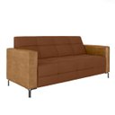 Ver imagem 1 de Sofá Living Decorativo Houston 2 Lugares 160cm Pés em Metal Veludo/ Pu Marrom Vermelho/ Caramelo G3