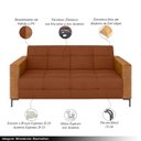 Ver imagem 6 de Sofá Living Decorativo Houston 2 Lugares 160cm Pés em Metal Veludo/ Pu Marrom Vermelho/ Caramelo G3
