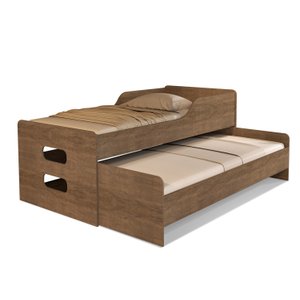 Bicama com Grade de Proteção Solteiro Reforçada Elis 100%mdf:castanho