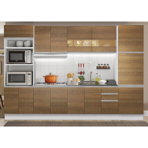 Armário de Cozinha Completa 330cm Branco/Rustic Olimpia Madesa 02