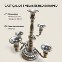 Ver imagem 4 de Candelabro em Metal 5 Bracos Prata 32 x 30 cm Castiçal Vela