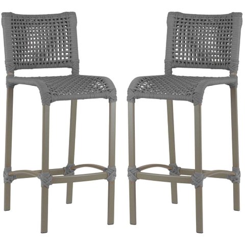 2 Banquetas Haiti em Corda Náutica Alumínio Balcão Edícula Cozinha Trama Original