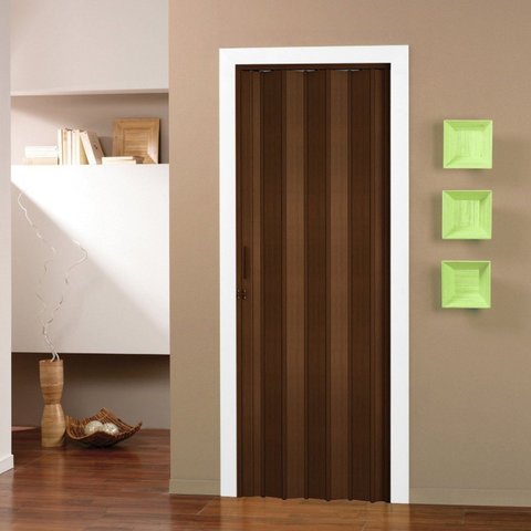 Porta Sanfonada de PVC 210cm x 72cm Pronta Bcf Marrom/Imbuia