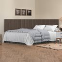 Ver imagem 1 de Conjunto de Cabeceira Viuva Solteirão Estofado Suspensa com Proteção Lateral - 128 Cm - Marrom Suede