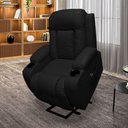 Ver imagem 3 de Poltrona do Papai Austin com Elevação Lift 150º Massagem Aquecimento Pu Preto G31 - Gran Belo