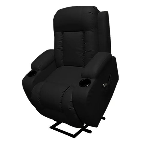 Poltrona do Papai Austin com Elevação Lift 150º Massagem Aquecimento PU Preto G31 - Gran Belo