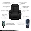 Ver imagem 4 de Poltrona do Papai Austin com Elevação Lift 150º Massagem Aquecimento Pu Preto G31 - Gran Belo