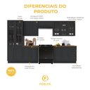 Ver imagem 5 de Armário de Cozinha Modulada Completa Fidelitá Nara 100% MDF 6 Peças 360cm 16 Portas 2 Gavetas com