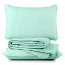 Ver imagem 1 de Kit Cobre Leito Colcha Arcos Casal Padrão Dupla Face Matelado 200 Fios 3 Peças Verde - 100% Poliéste