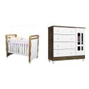 Ver imagem 2 de Conjunto Cômoda Fraldário Ariel e Berço Mini Cama Mirelle Marrom/Branco/Amadeirado