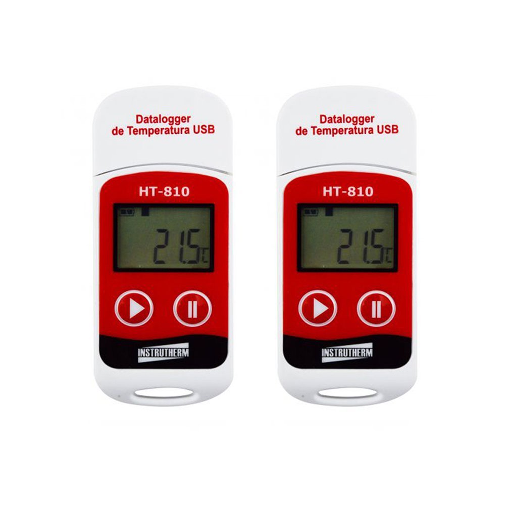 Kit 2 Datalogger Digital Temperatura Armazenamento 32000 Dados Medição °C °F Usb Windows Ht-810 Port