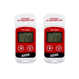 Kit 2 Datalogger Digital Temperatura Armazenamento 32000 Dados Medição °C °F Usb Windows Ht-810 Port - 1