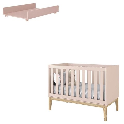 Berço Americano New Classic com Trocador Juju Rosa Fosco - Reller